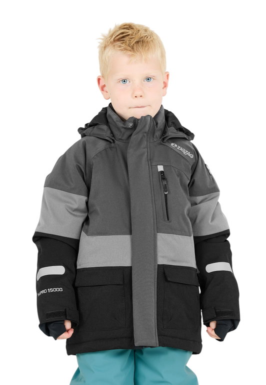 Zigzag Winter Ski Jacket Taylora W-PRO 15,000 (4-Way Stretch, waterproof, windproof) grey/black children